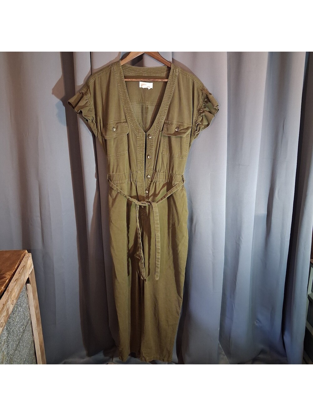 Anthropologie Olive Green Utility Jumpsuit XL